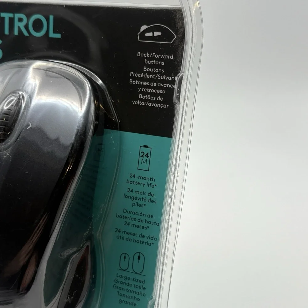 Logitech Control Plus M510 USB Wireless Mouse Black Large Sized NEW